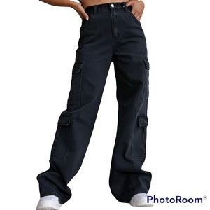 Black Cargo Boyfriend Jeans